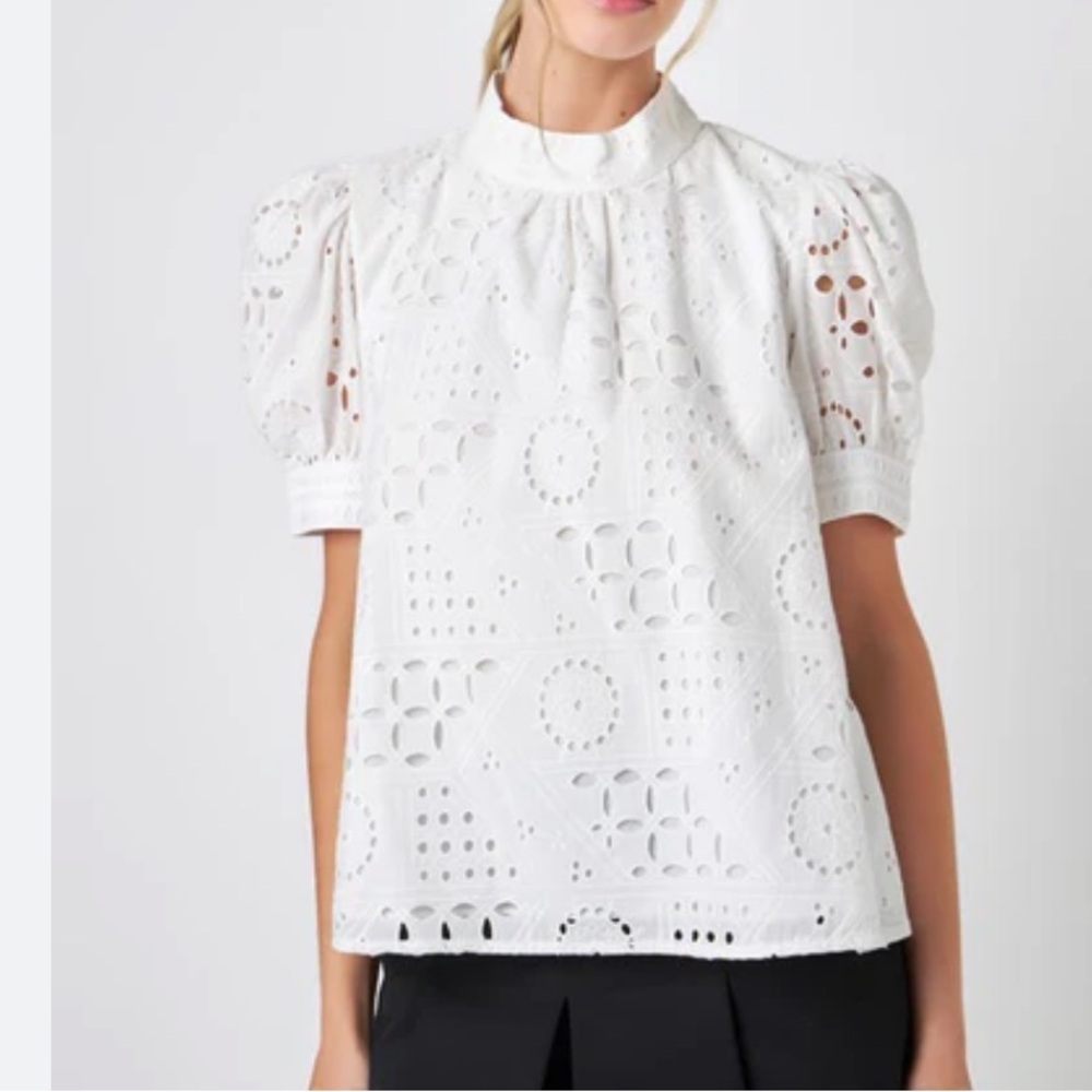 English Factory White Eyelet Blouse